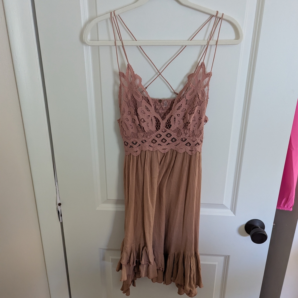 Free People Adella Lace Slip Dress In Rose